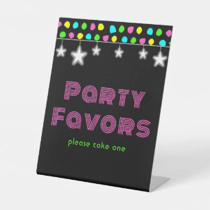 Neon Retro Stars Glow Party Pedestal Sign