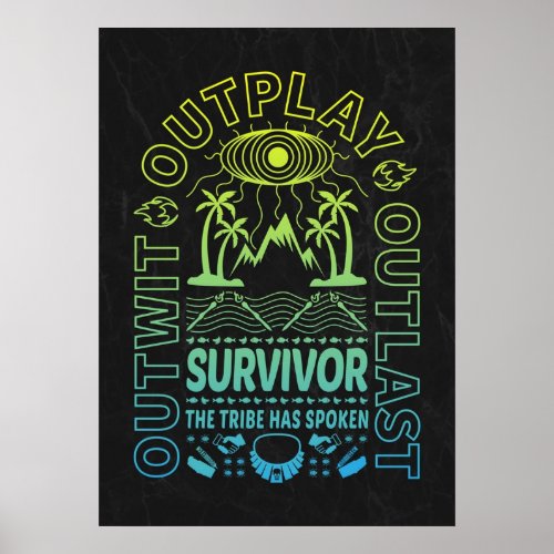 Neon Retro Survivor Poster