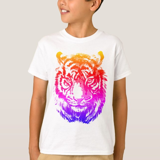 Neon Retro Tiger Head - Vintage Tiger T-Shirt (Front)