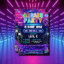 Neon retro video arcade gaming birthday party invitation