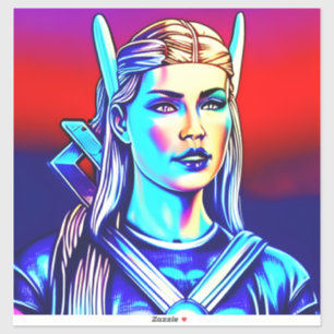 Neon Retro Viking Any Size Vinyl Sticker