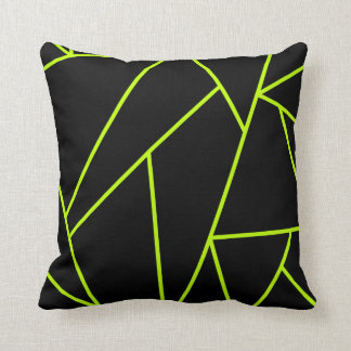 Neon Reversible Lime and Black Mosaic Style Throw Pillow