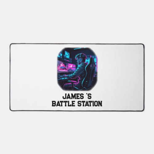 Neon RGB Cyberpunk Gamer Room Personalized Name Desk Mat