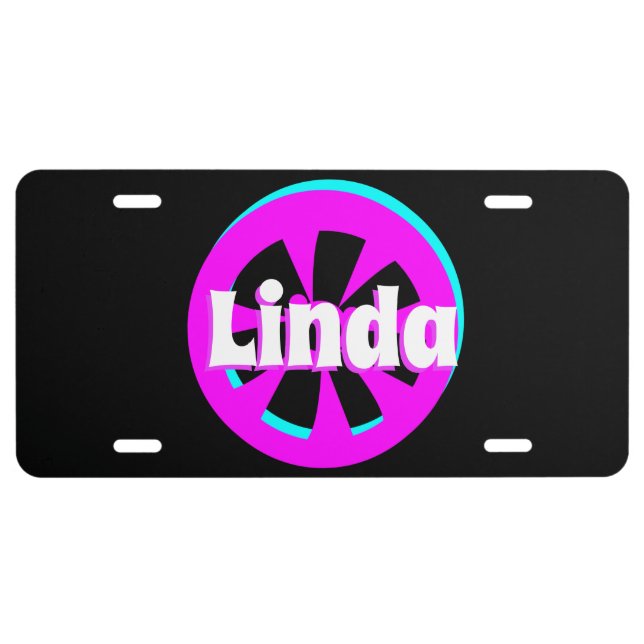 Neon Rim White Name Black   License Plate (Front)