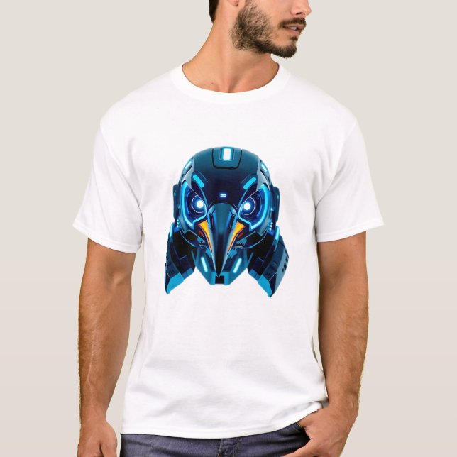 Neon Robotic Penguin Face T-Shirt (Front)