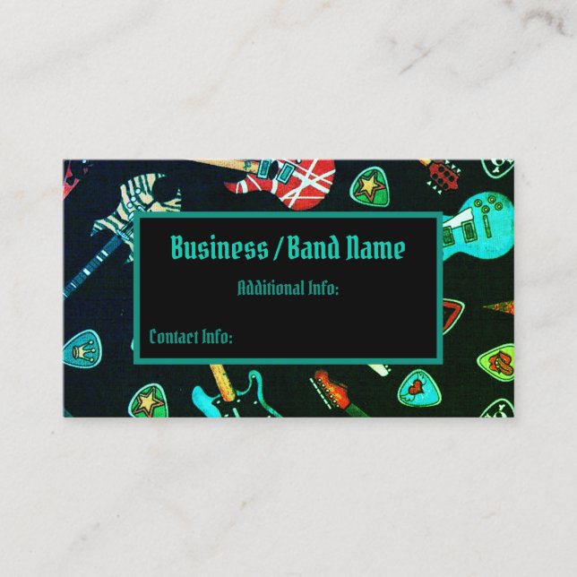 Neon Rock Guitar Musician Business Card (Front)