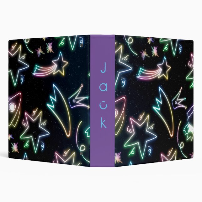 neon rocket star  3 ring binder (Background)