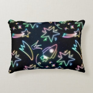 neon rocket star medium gift bag accent pillow