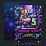 Neon Roller Skate 5th Birthday Invitation<br><div class="desc">Perfect Invitation to Celebrate that special Birthday!</div>