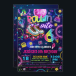 Neon Roller Skate 6th Birthday Invitation<br><div class="desc">Perfect Invitation to Celebrate that special Birthday!</div>