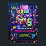 Neon Roller Skate 8th Birthday Invitation<br><div class="desc">Perfect Invitation to Celebrate that special Birthday!</div>