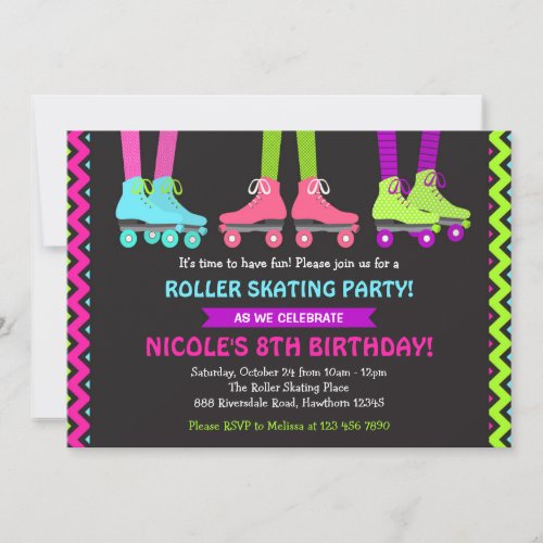 Neon Roller Skating Invitation