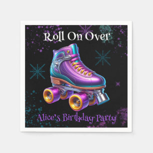 Neon Rollerskate Birthday Party Custom Napkins