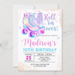 Neon Rollerskating Birthday Invitation