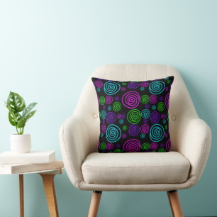 Neon Rolls 16x16 Throw Pillow