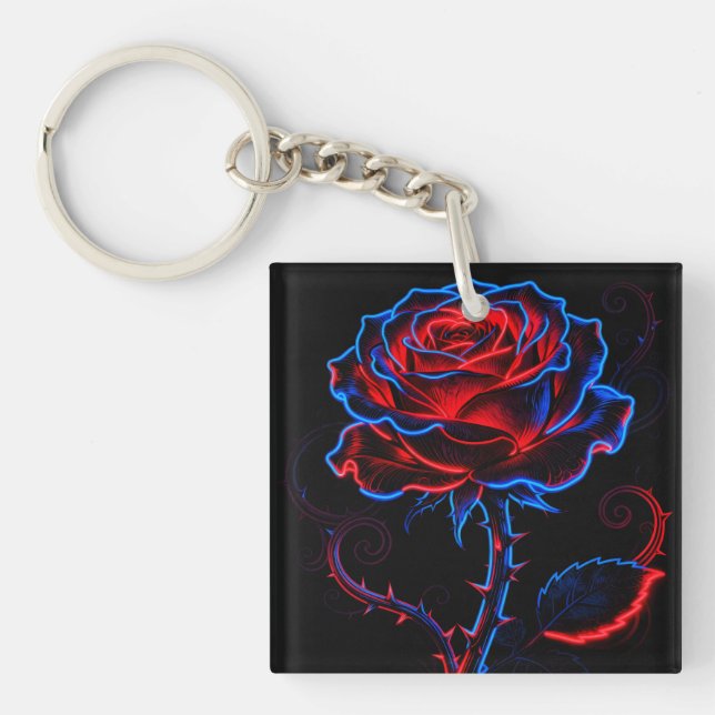 Neon Rose Acrylic Keychain (Front)