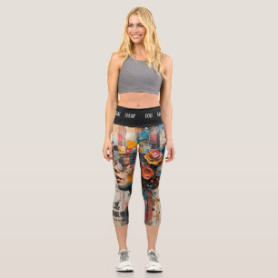 NEON ROSE CAPRI LEGGINGS