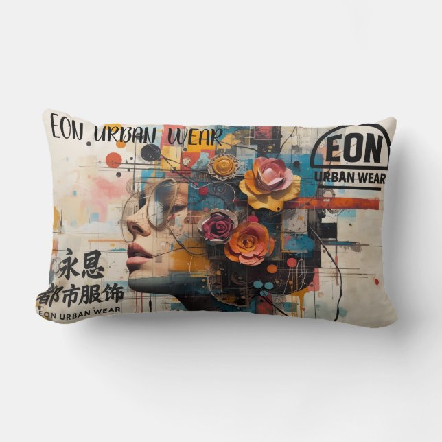 Neon Rose Lumbar Pillow (Front)