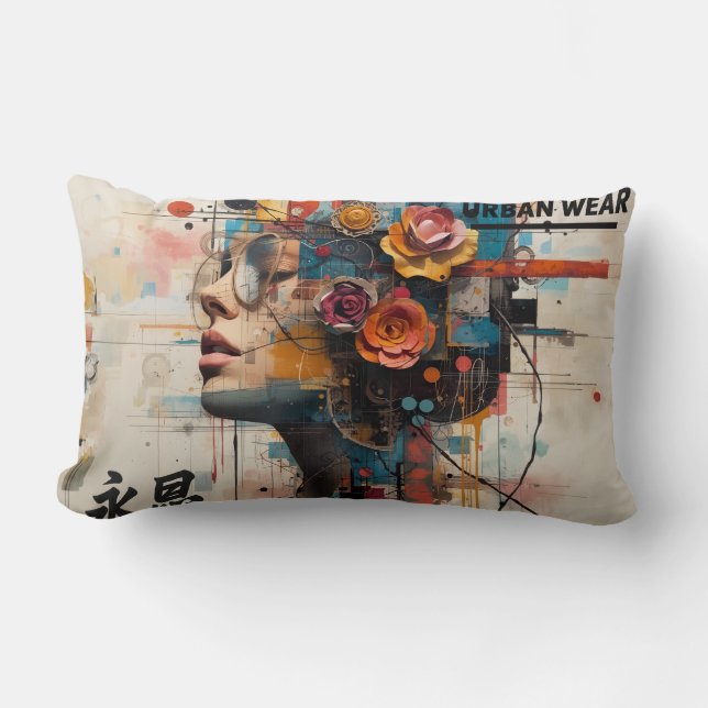 Neon Rose Lumbar Pillow (Front)