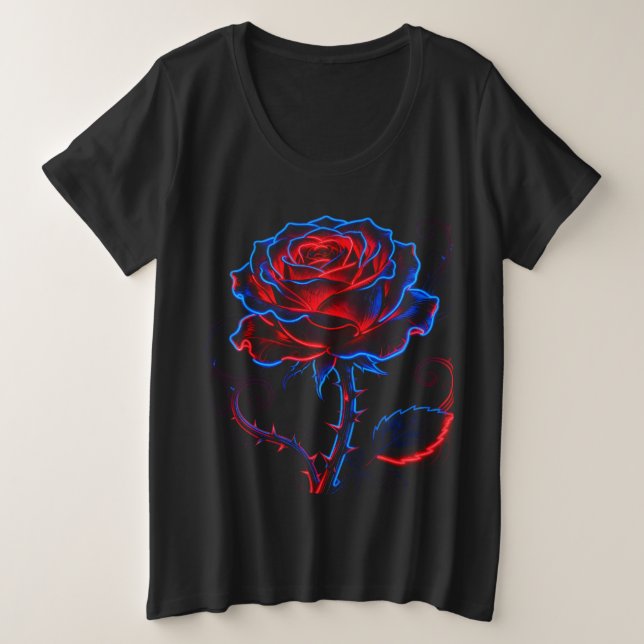 Neon Rose Plus Size Tee (Design Front)