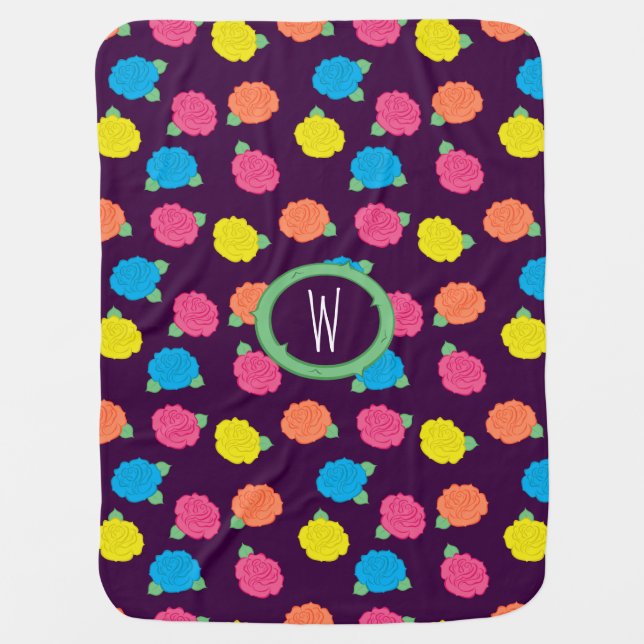 Neon Roses Baby Blanket (Front)