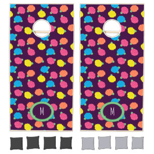 Neon Roses Cornhole Set