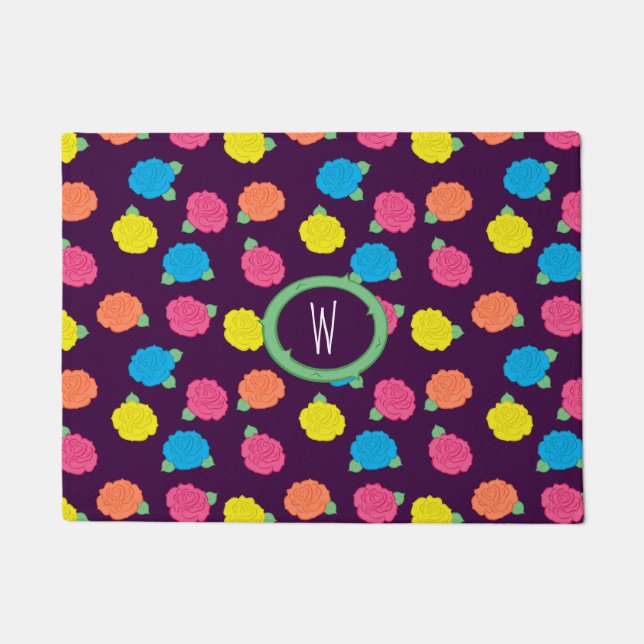 Neon Roses Doormat (Front)