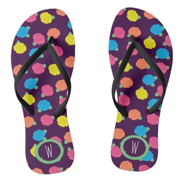 Neon Roses Flip Flops (Footbed)