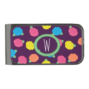 Neon Roses Money Clip