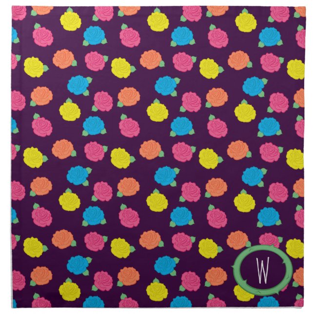 Neon Roses Napkin (Front)