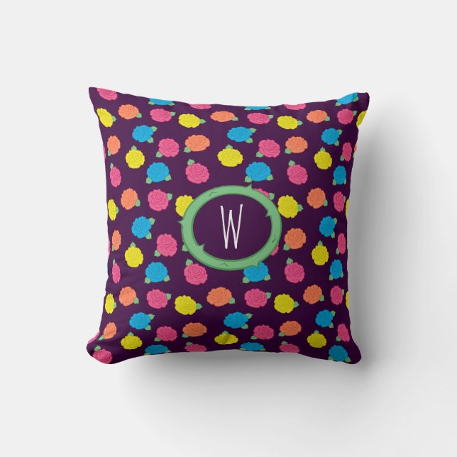 Neon Roses Pillow (Front)