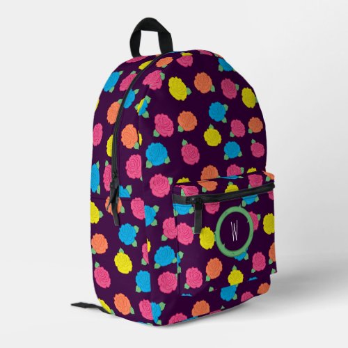 Neon Roses Printed Backpack