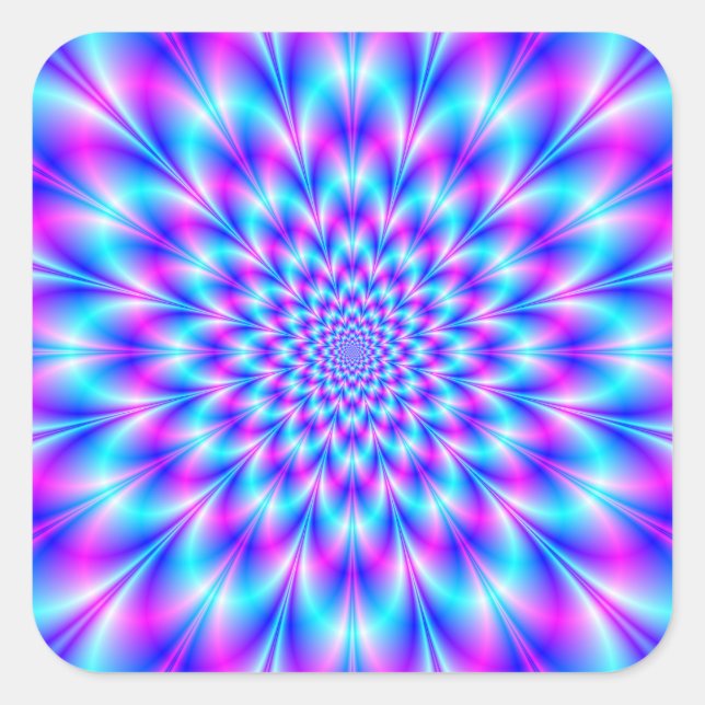 Neon Rosette in Blue and Pink Square Sticker (Front)