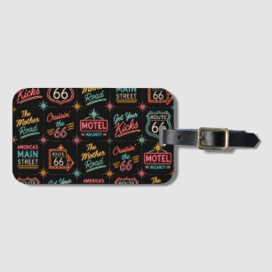Neon Route 66 Travel Bag Style Luggage Tag