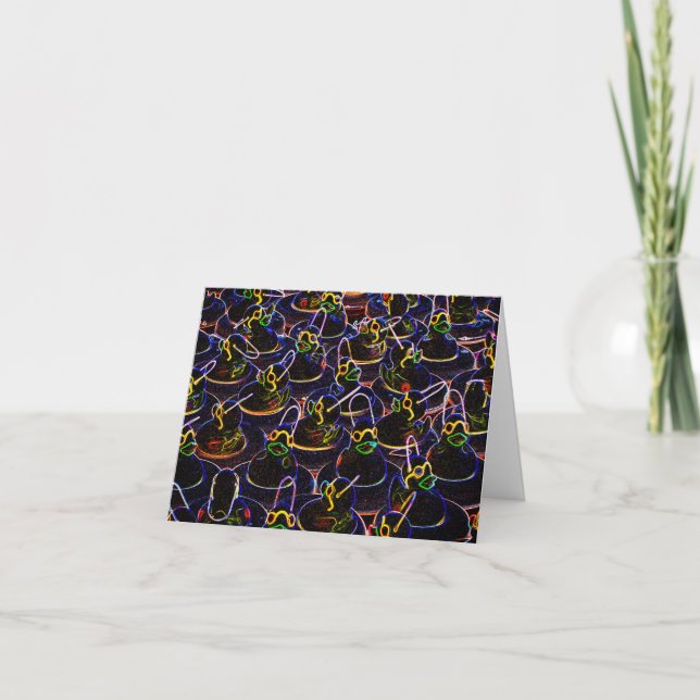 Neon Rubber Ducks Customizable Note Card (Front)