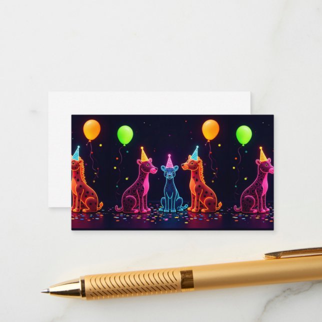 Neon Safari Enclosure Card (Front/Back In Situ)