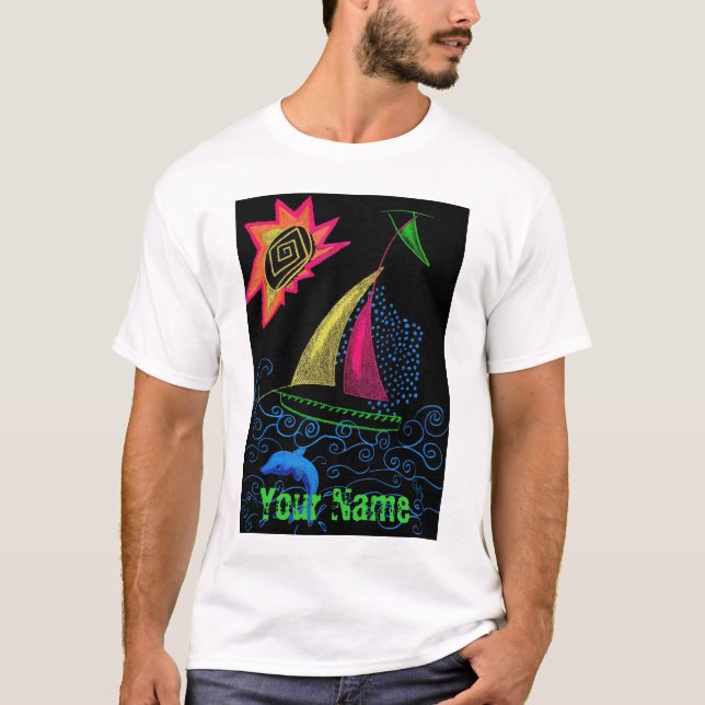 Neon Sailing, Your Name T T-Shirt (Front)