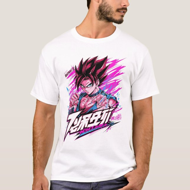 Neon Samurai Anime T-Shirt (Front)
