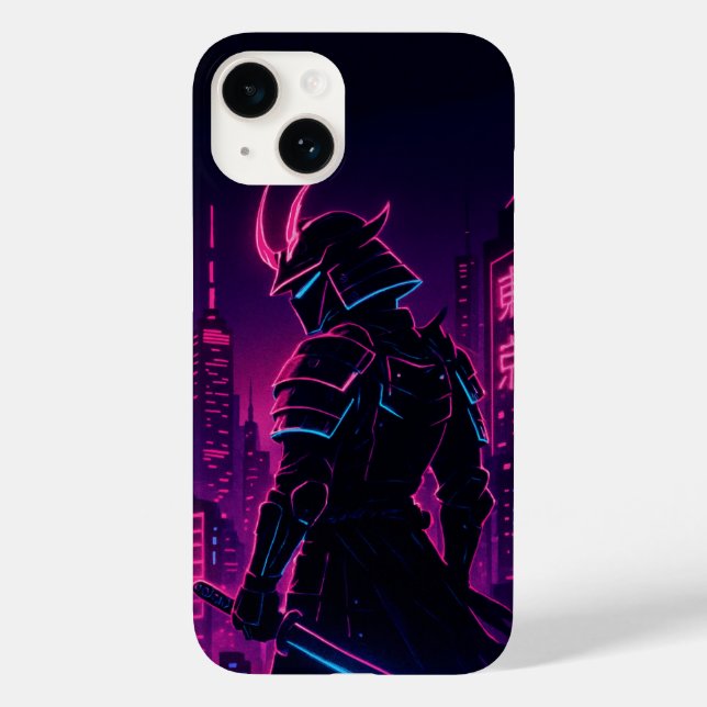 Neon Samurai Cyberpunk iPhone Case (Back)