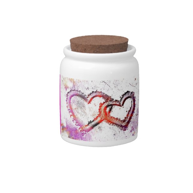 Neon Sand Hearts Candy Jar (Front)