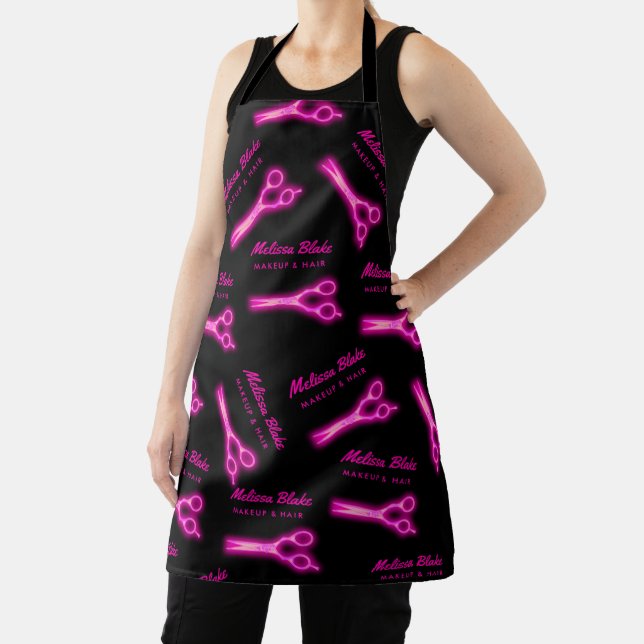 neon scissors hairstylist custom pattern apron (Insitu)