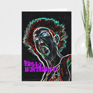 Neon Scream Face birthday card