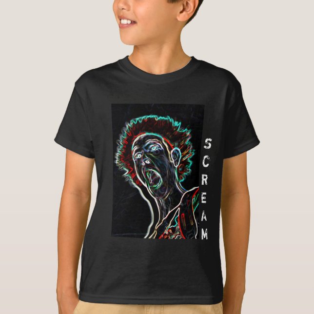 Neon Scream Face kids tshirt (Front)