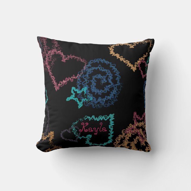 Neon Scribble Throw Pillow (Front)