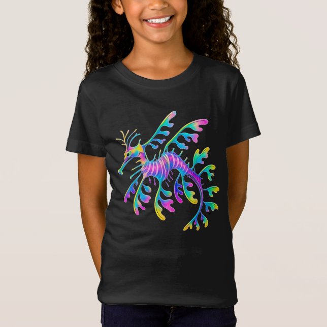 Neon Sea Dragon – Surreal Ocean Art T-Shirt (Front)