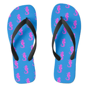 Neon Seahorse Flip Flops