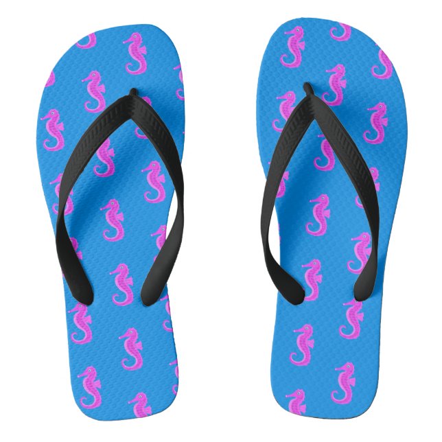 Neon Seahorse Flip Flops (Footbed)
