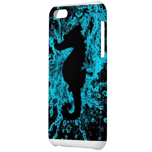 Neon seahorse iphone 5C case, turquoise Case (Back Left)