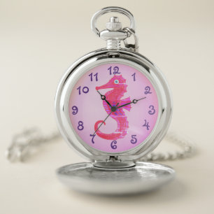 Neon Seahorse Pocket Watch