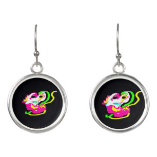 Neon seahorse rock earrings